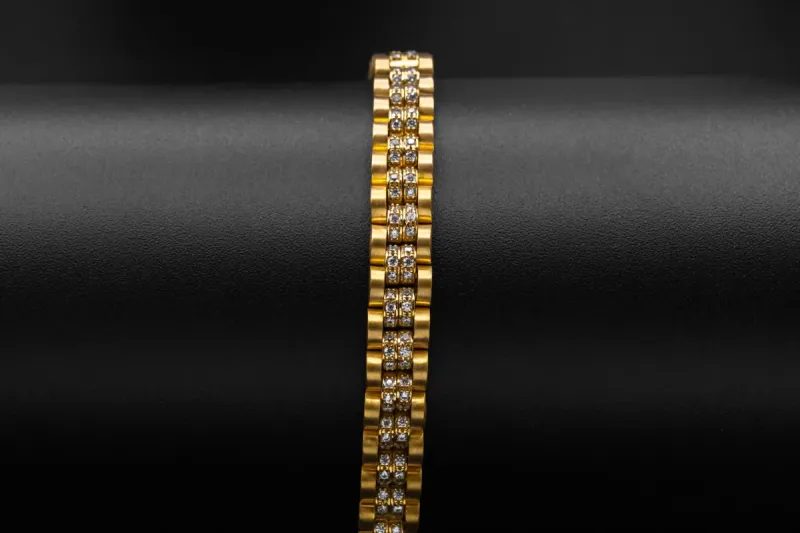 9ct Yellow Gold CZ Presidential Children's Bracelet 20.4g