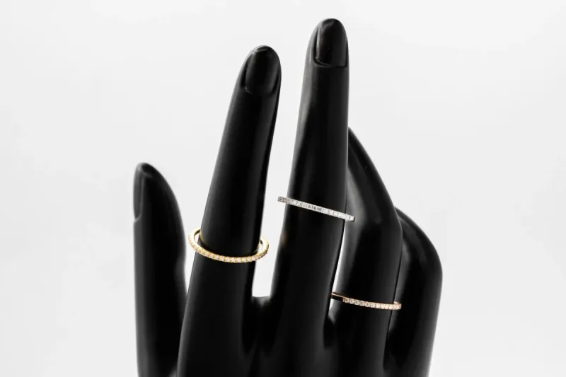 9ct White, Rose And Yellow Gold Diamond Stacker Rings 0.60ct