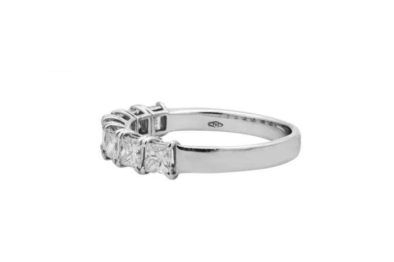 18ct White Gold Princess Cut Diamond 7 Stone Ring 1.05ct