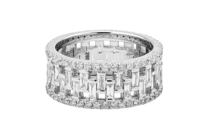 18ct White Gold Baguette & Brilliant Diamond Eternity Ring 2.16ct