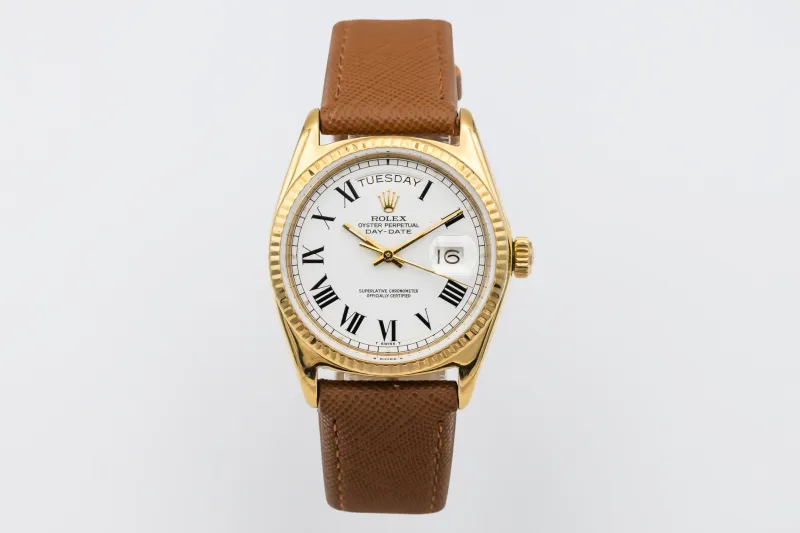 Rolex Day-Date 36mm 18ct Yellow Gold Brown Leather 1803 1974