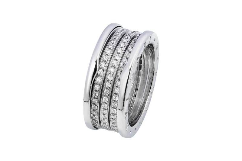 Bvlgari White Gold Diamond B.Zero1 Ring Size 65