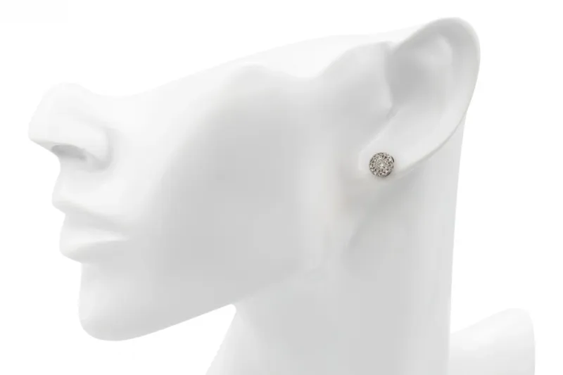 9ct White Gold Diamond Halo Stud Earrings 0.88ct