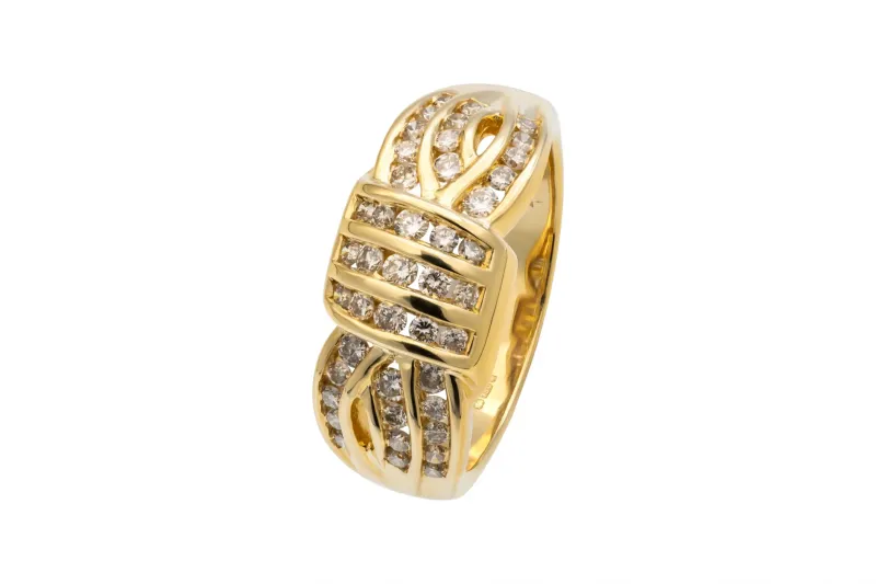 18ct Yellow Gold Diamond Cross Over Ring 1.05ct 10.4g