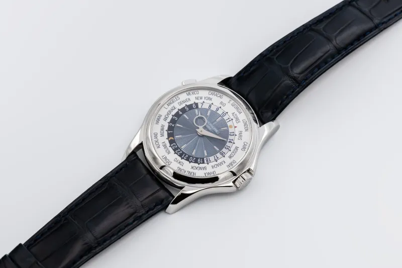 Patek Philippe World Time Navy Leather 39mm 5130P-001 2008 UNWORN