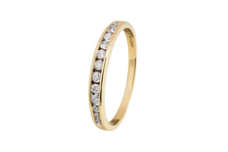 9ct Yellow Gold Ladies Diamond Wedding Band 0.20ct