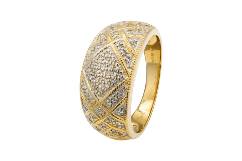18ct Yellow Gold Art Deco Diamond Ring 0.10ct 6.1g