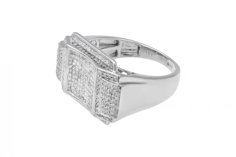 14ct White Gold Round Diamond Cluster Statement Ring 1.10ct