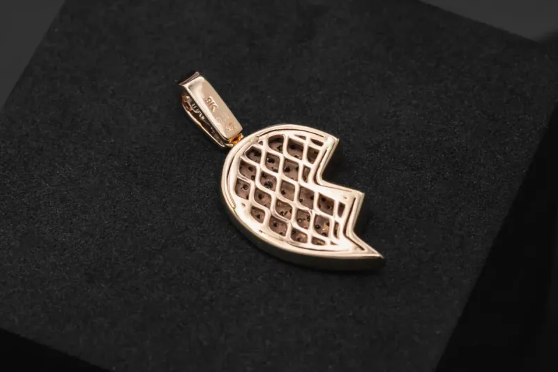 9ct Rose Gold Diamond Right Side Heart Pendant 1.10ct