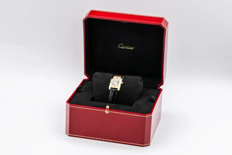 Cartier Tank Americaine 19mm Black Leather W2601556 Circa 2000s