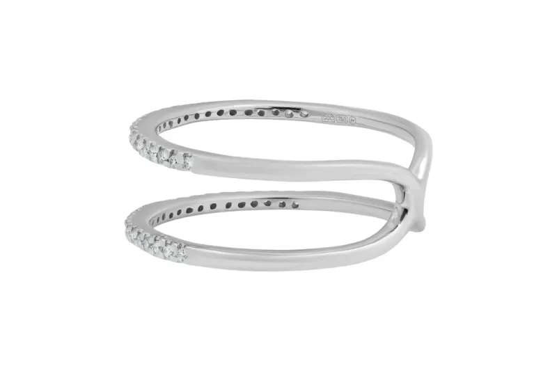 18ct White Gold Double Row Diamond Eternity Ring 0.15ct