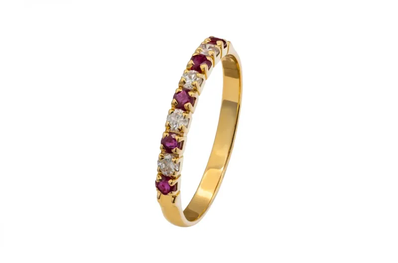 9ct Yellow Gold Diamond & Ruby Ring 0.16ct 2g