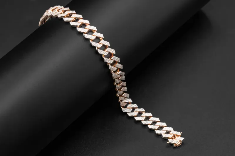 9ct Rose Gold Diamond Cuban Bracelet 4.31ct