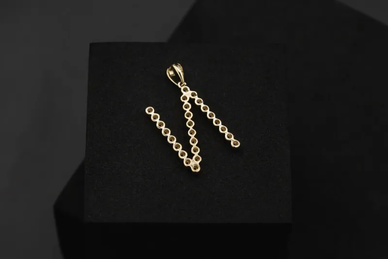 9ct Yellow Gold Diamond N Initial Pendant 0.33ct
