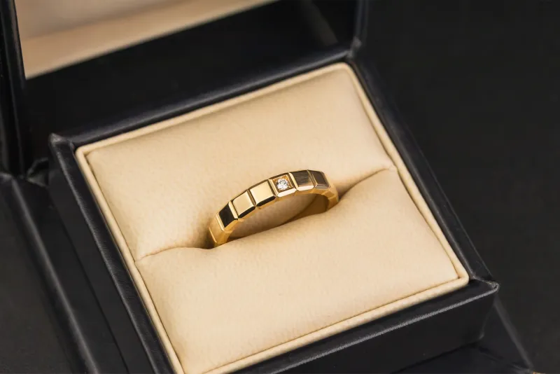 Chopard Ice Cube Ring 18ct Yellow Gold & Diamond 0.03ct Size R
