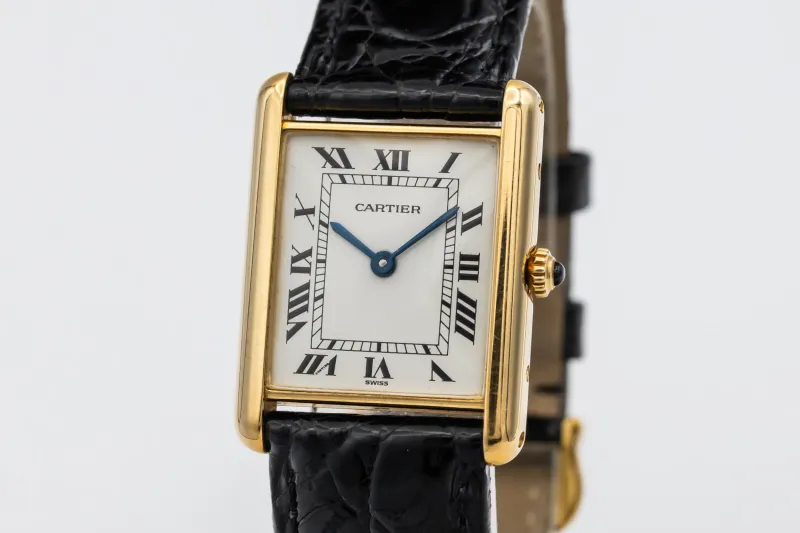 Cartier Tank Francaise Quartz 25mm Black Leather 83717702 Circa 1990s