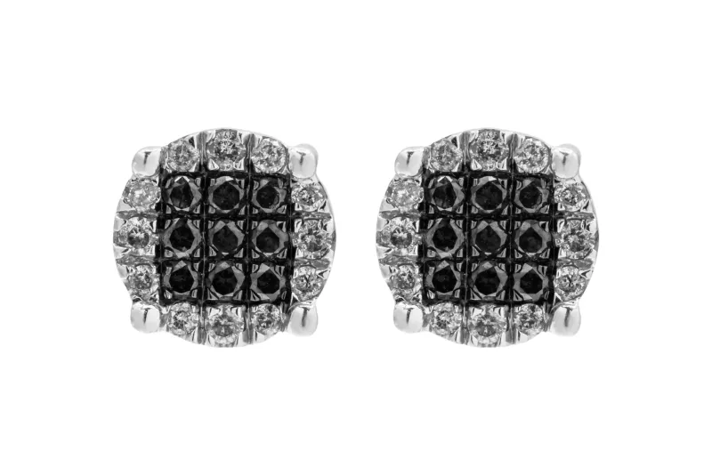 9ct White Gold White & Cognac Diamond Stud Earrings 1ct 3.2g