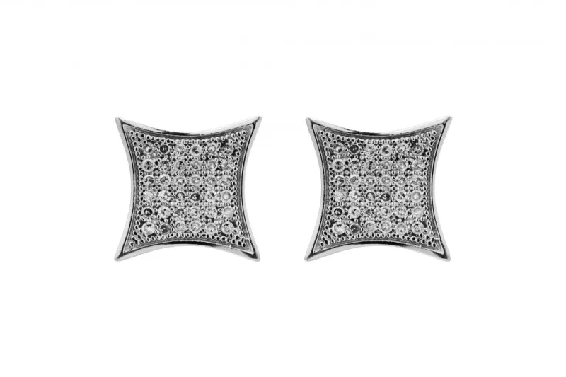 9ct White Gold Square Diamond Stud Earrings 0.40ct