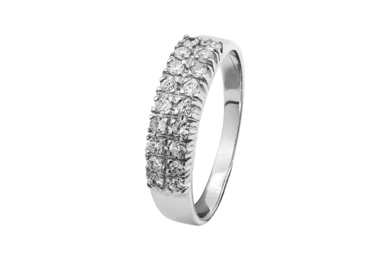 14ct White Gold Double Row Channel Diamond Wedding Ring 0.36ct