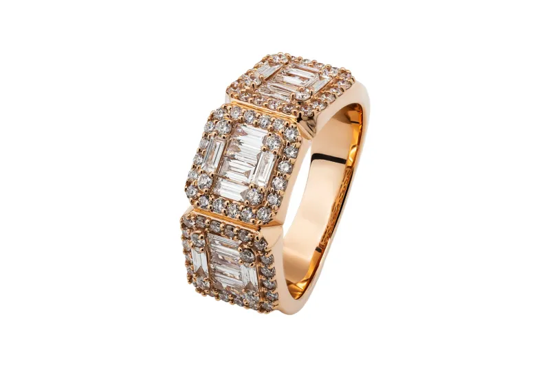 18ct Rose Gold Baguette Diamond Statement Ring 1.87ct