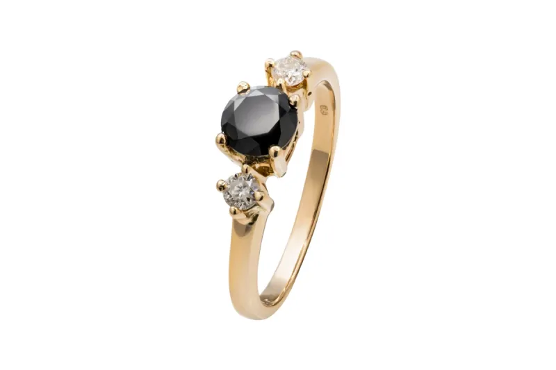 14ct Yellow Gold Trio Sapphire & Diamond Ring 0.10ct