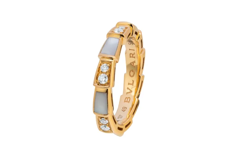Bvlgari 18ct Rose Gold Serpenti Viper Ring 0.21ct
