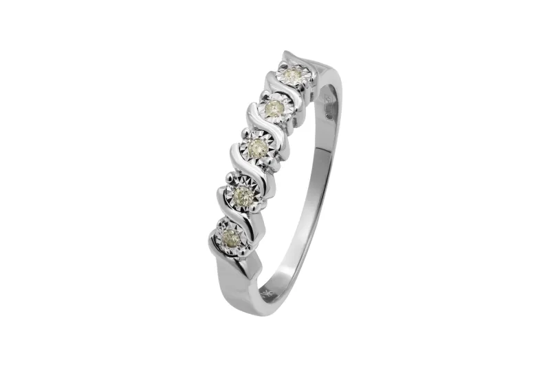 9ct White Gold Diamond Ring 0.05ct 2.1g