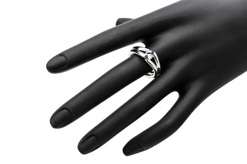 9ct White Gold Crossover Ring With Sapphires