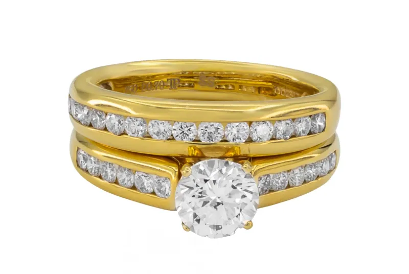 18ct Yellow Gold Engagement Ring  & Band Set 1.60ct GIA Cert