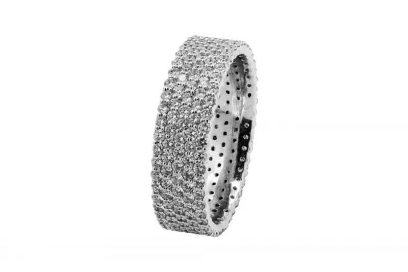 Platinum 5 Row Diamond Mens Eternity Band 4.22ct