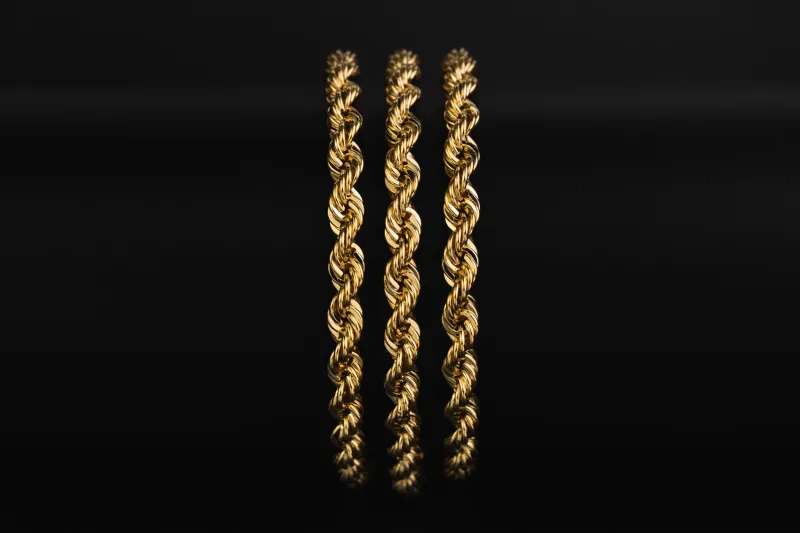 18ct Yellow Gold Diamond Cut Rope Chain 23" 18g
