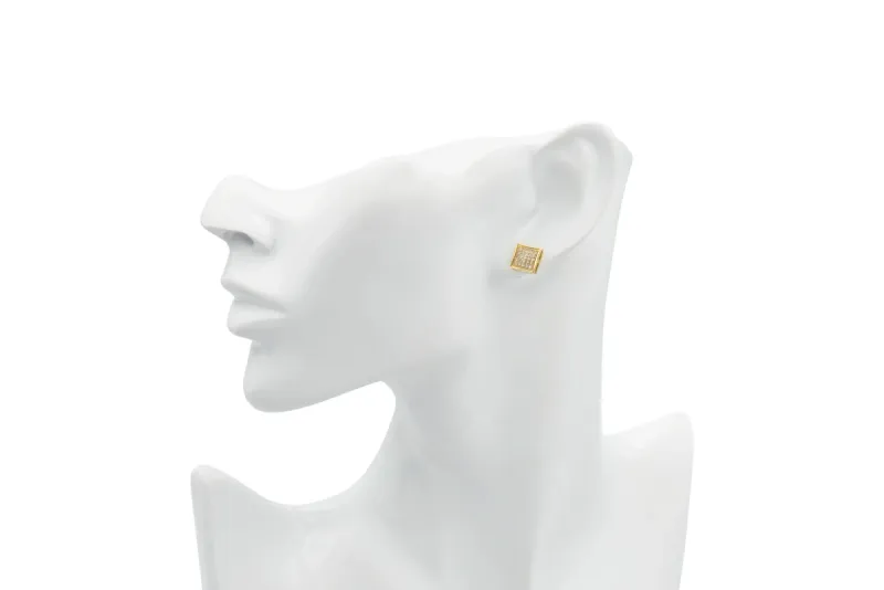 9ct Yellow Gold Square Cubic Zirconia Stud Earrings 1.8g
