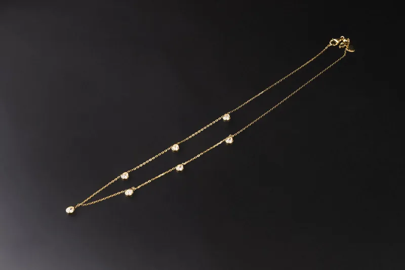 Gold Sterling Silver Lab Grown Pear Cut Diamond Necklace 0.70ct