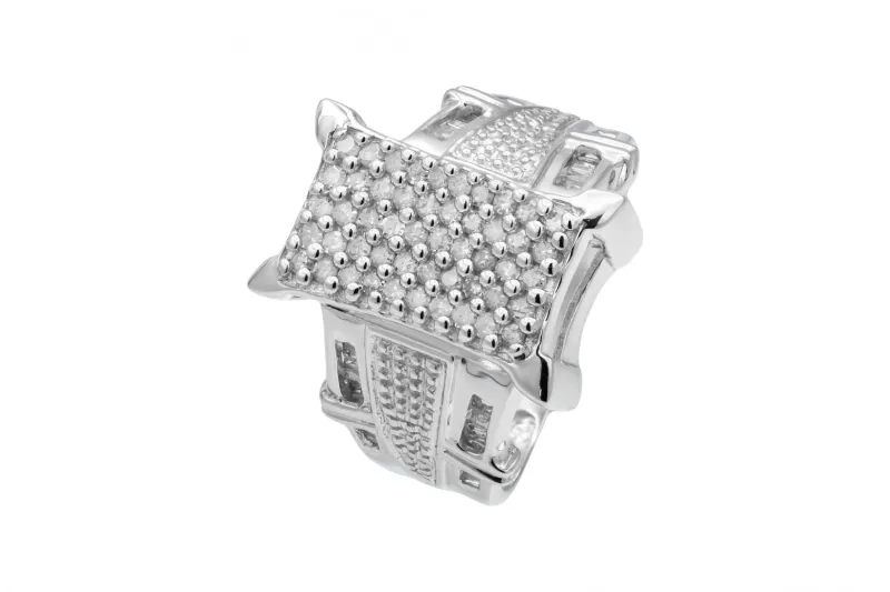 9ct White Gold Diamond Mens Ring 0.50ct 7.4g