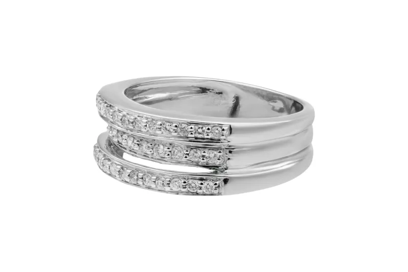 9ct White Gold 3 Row Half Eternity Wedding Ring 0.32ct 4.4g