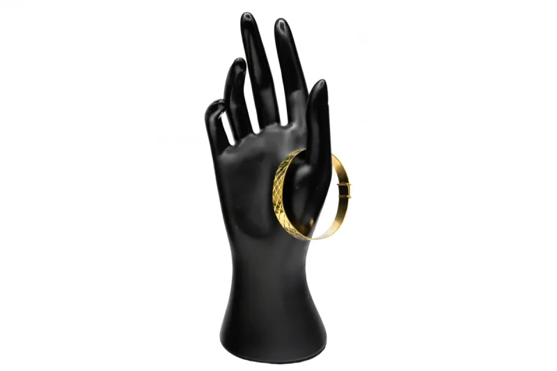 9ct Yellow Gold Diamond Cut And Textured Bangle 15.7g
