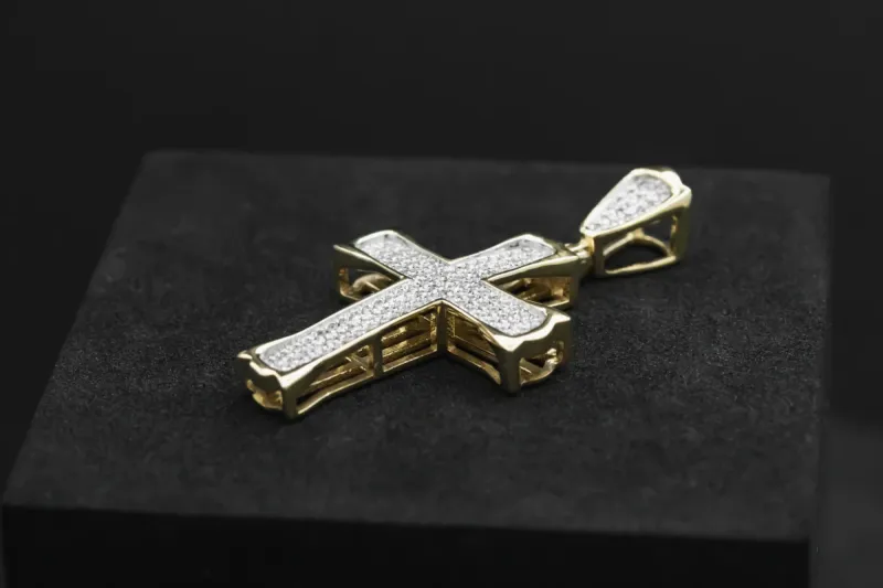 9ct Yellow Gold Diamond Cross Pendant 0.28ct