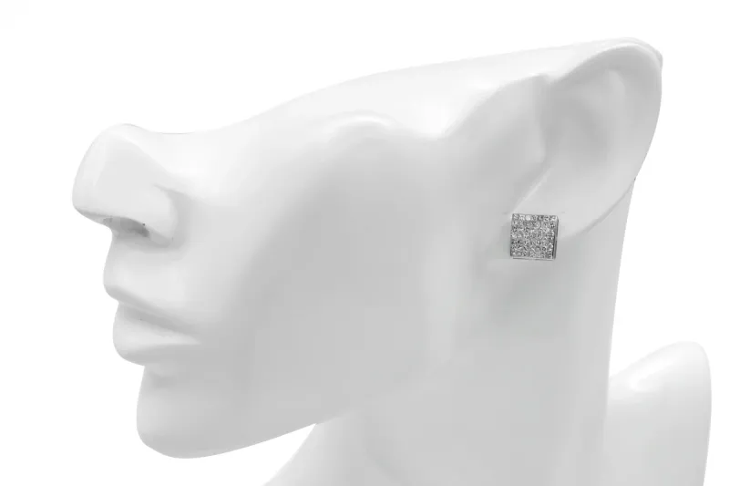 18ct White Gold Invisible Set Princess Diamond Stud Earrings