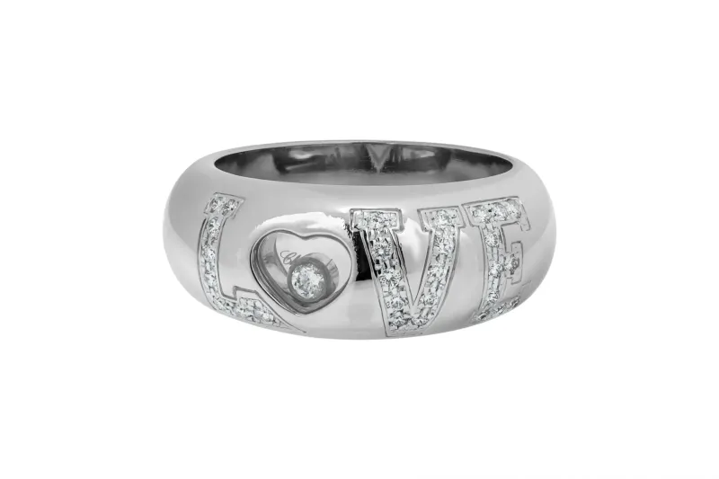 Chopard 18ct White Gold And Happy Diamonds LOVE Ring 82/2899