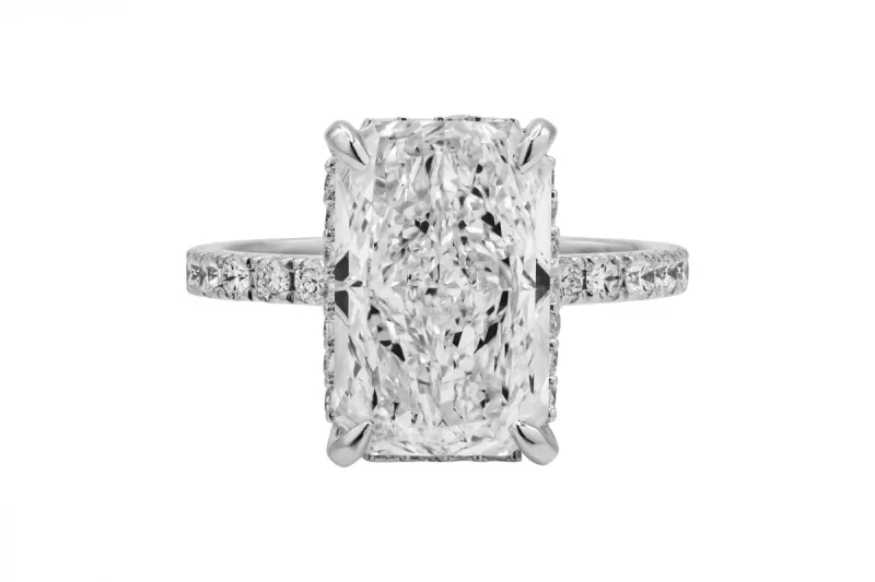 18ct White Gold Radiant Lab Diamond Ring 4.00ct IGI Certified