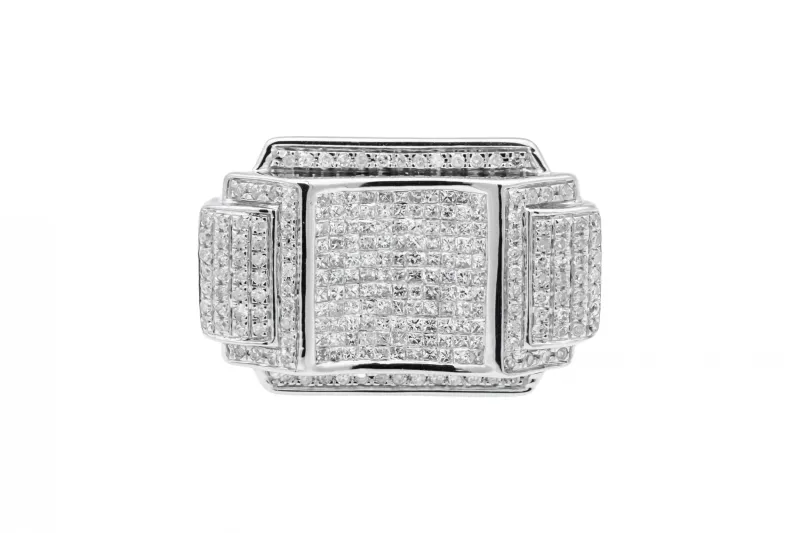 14ct White Gold Round Diamond Cluster Statement Ring 1.10ct