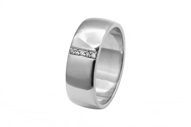 Platinum Diamond D-Shape Wedding Band