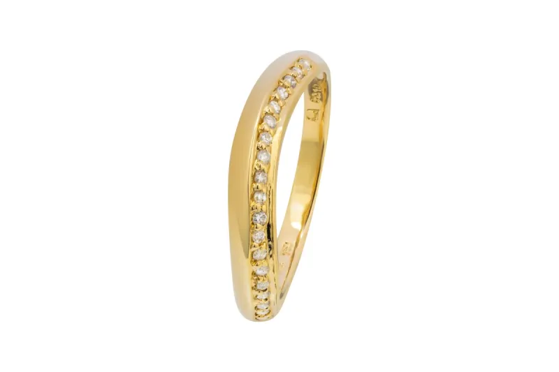 18ct Yellow Gold & Diamond Shaped Wedding Band 0.10ct