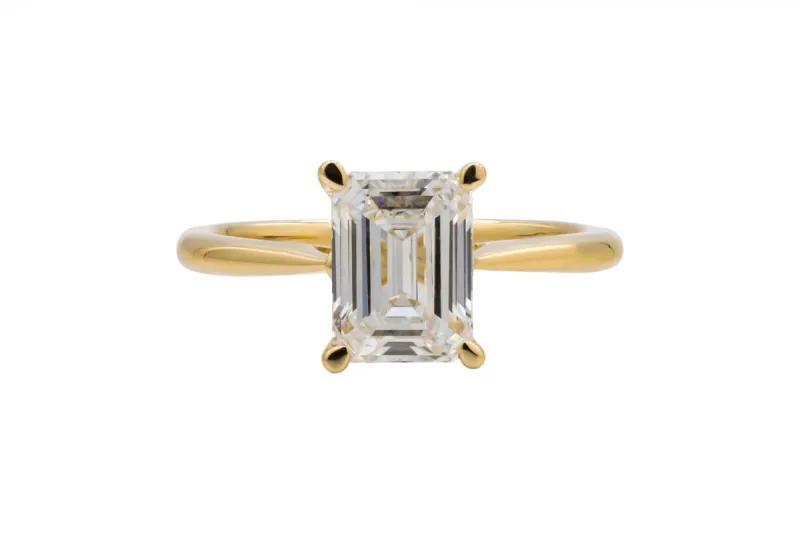 18ct Yellow Gold LAB Diamond Emerald Engagement Ring 1.83ct IGI Certified