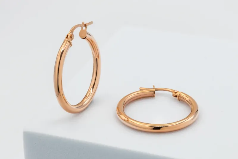9ct Rose Gold Lightweight Polished Hoop Earrings 1.4g
