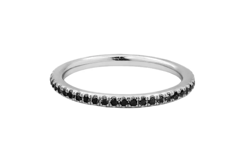 18ct White Gold Micro Pave Black Diamond Full Eternity Ring 0.29ct