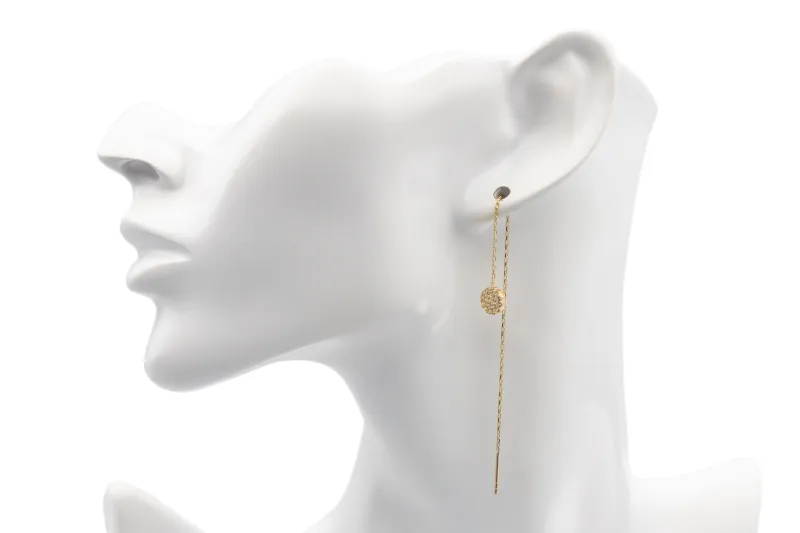 9ct Yellow Gold Pull Through Pavé Cubic Zirconia Round Earrings 1.67g