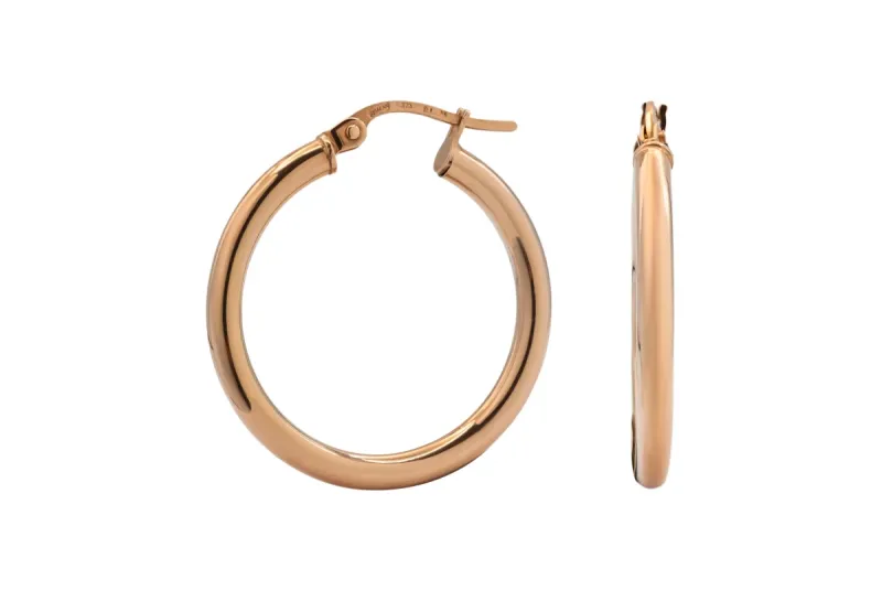9ct Rose Gold Plain Hoop Earrings 1.4g