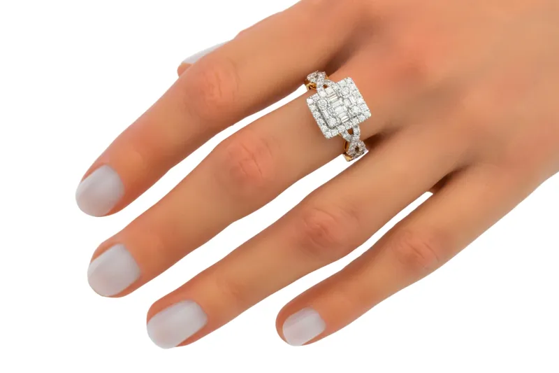 18ct Rose Gold Invisible Set Diamond Ring 1.08ct
