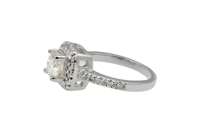 Platinum Halo Brilliant Round Diamond Engagement Ring 1.45ct J VS1 W.G.I Certified